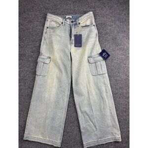 Oliver Logan Madison Wide Leg Cargo Jeans Womens 26 Light Wash High Rise Denim